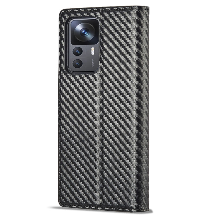 For Xiaomi 12T/12T Pro/Redmi K50 Ultra LC.IMEEKE Carbon Fiber Texture Flip Leather Phone Case