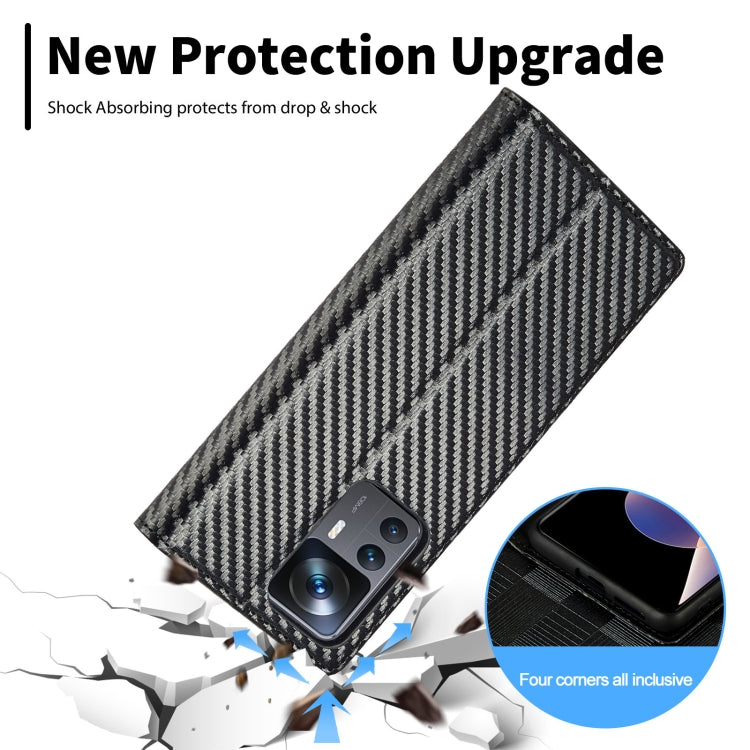 For Xiaomi 12T/12T Pro/Redmi K50 Ultra LC.IMEEKE Carbon Fiber Texture Flip Leather Phone Case