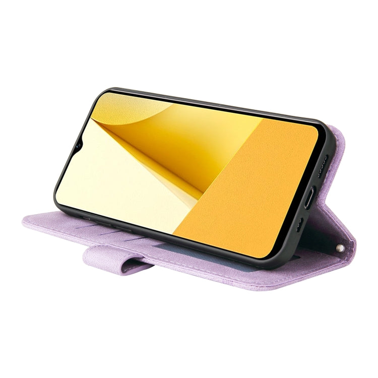 For vivo Y16 / Y02s Skin Feel Life Tree Metal Button Leather Phone Case