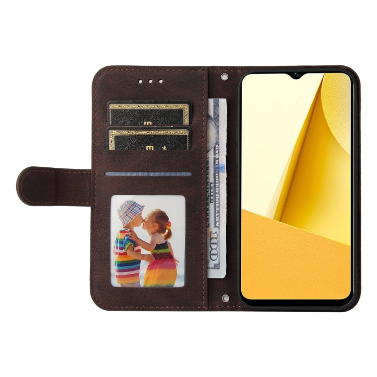 For vivo Y16 / Y02s Skin Feel Life Tree Metal Button Leather Phone Case