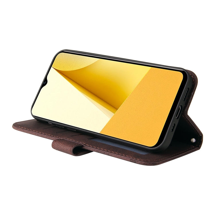 For vivo Y16 / Y02s Skin Feel Life Tree Metal Button Leather Phone Case