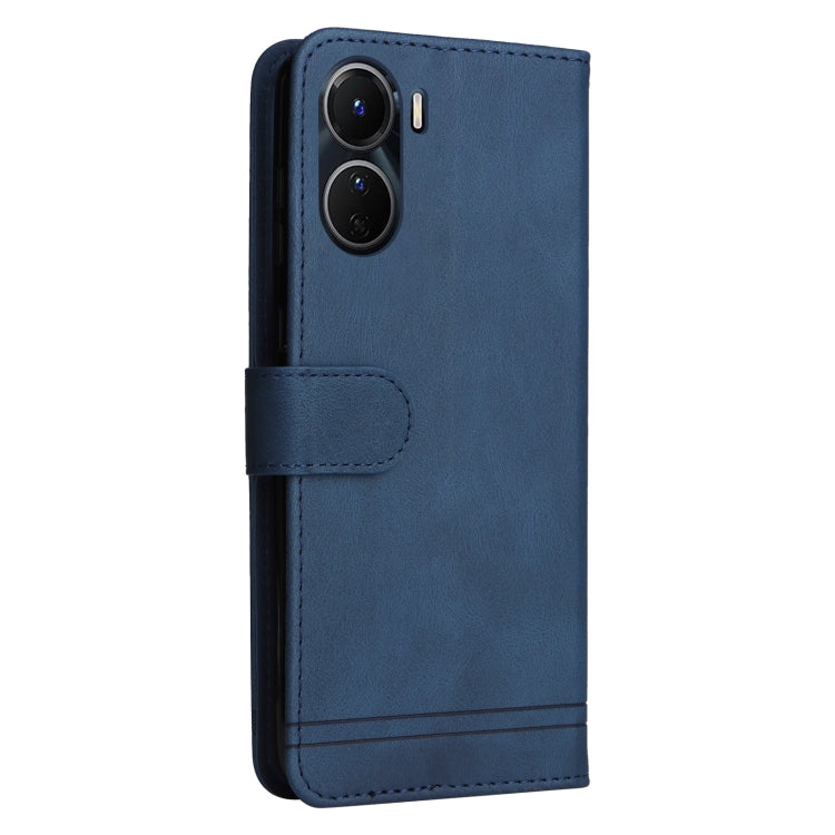 For vivo Y16 / Y02s Skin Feel Life Tree Metal Button Leather Phone Case