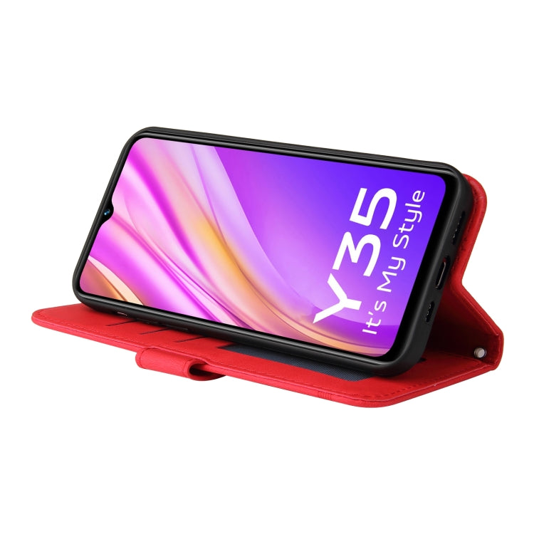 For vivo Y35 4G / Y22s / Y22 Skin Feel Life Tree Metal Button Leather Phone Case