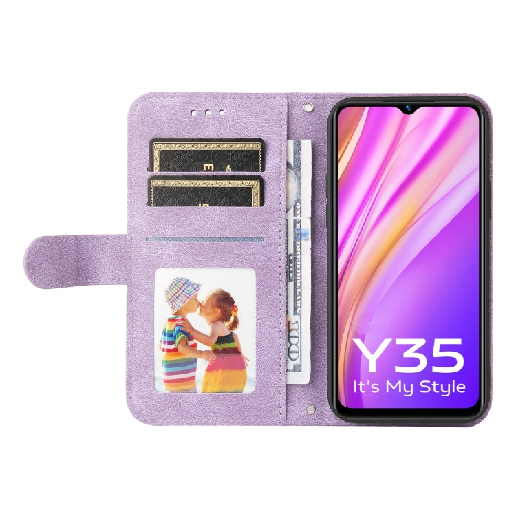 For vivo Y35 4G / Y22s / Y22 Skin Feel Life Tree Metal Button Leather Phone Case