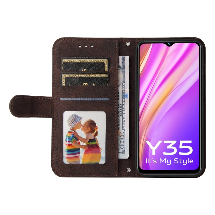 For vivo Y35 4G / Y22s / Y22 Skin Feel Life Tree Metal Button Leather Phone Case