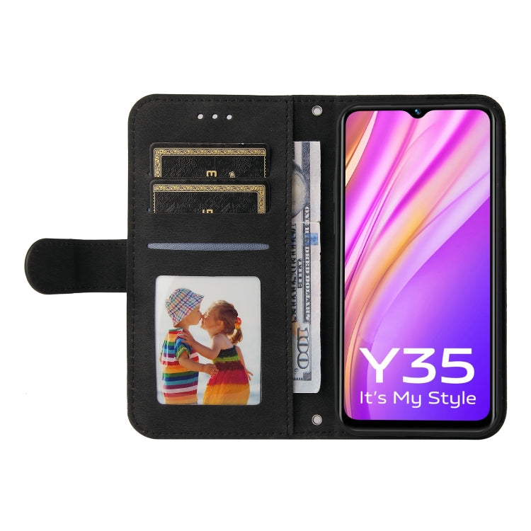 For vivo Y35 4G / Y22s / Y22 Skin Feel Life Tree Metal Button Leather Phone Case