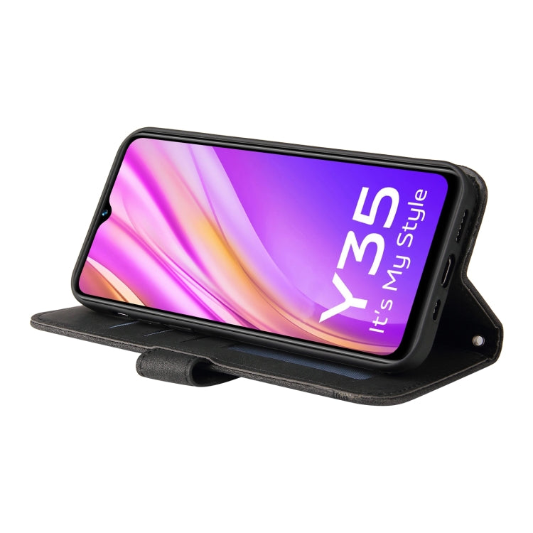 For vivo Y35 4G / Y22s / Y22 Skin Feel Life Tree Metal Button Leather Phone Case