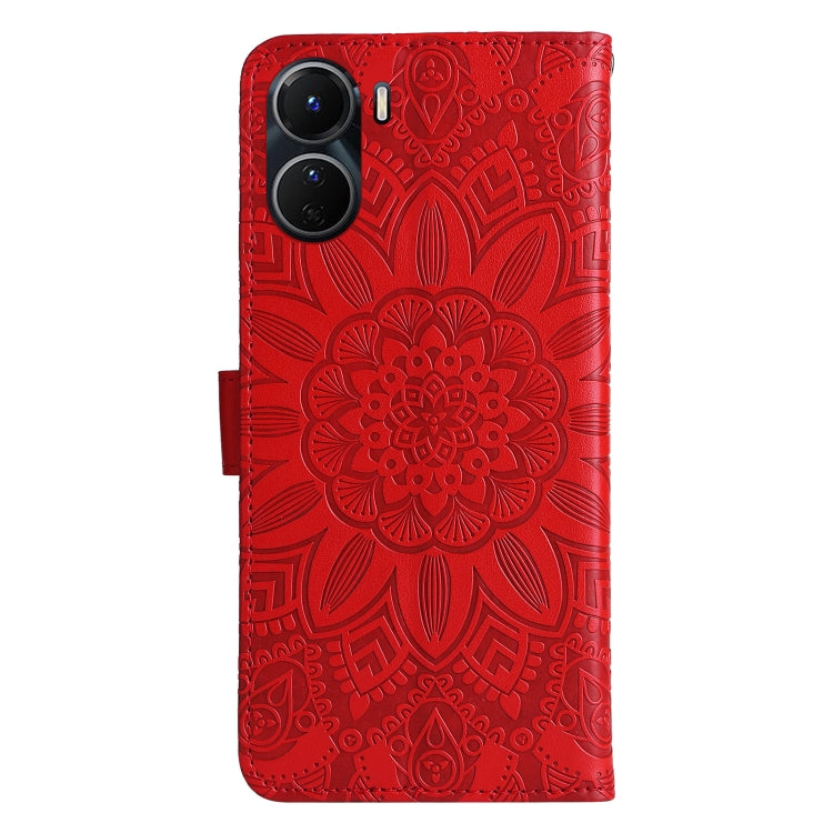 For vivo Y16 / Y02s Embossed Sunflower Leather Phone Case