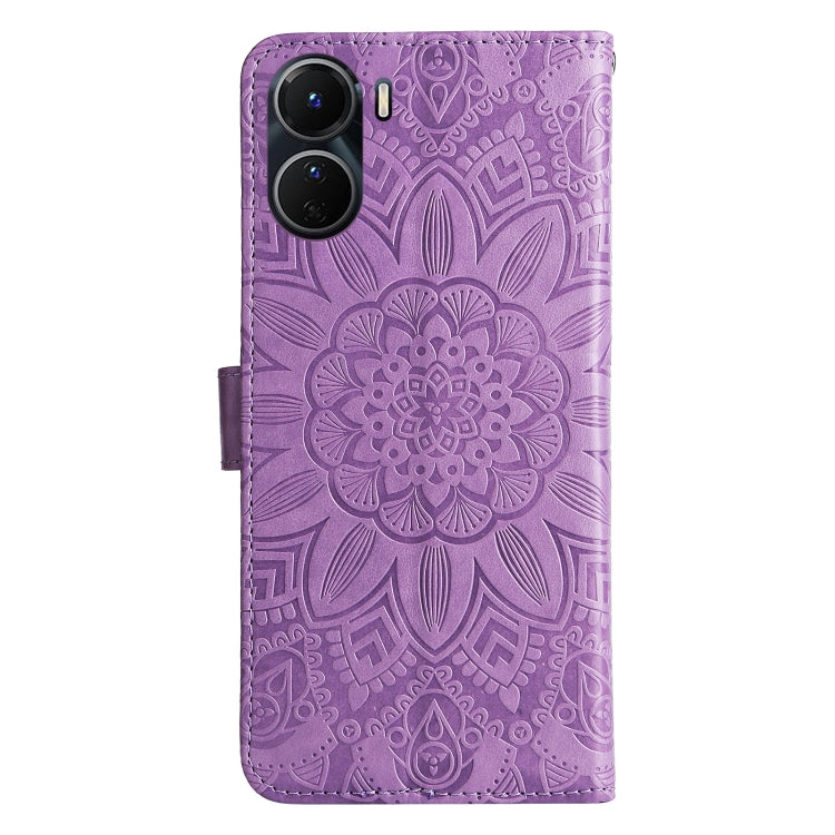 For vivo Y16 / Y02s Embossed Sunflower Leather Phone Case