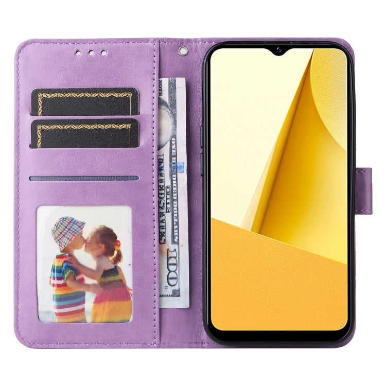 For vivo Y16 / Y02s Embossed Sunflower Leather Phone Case