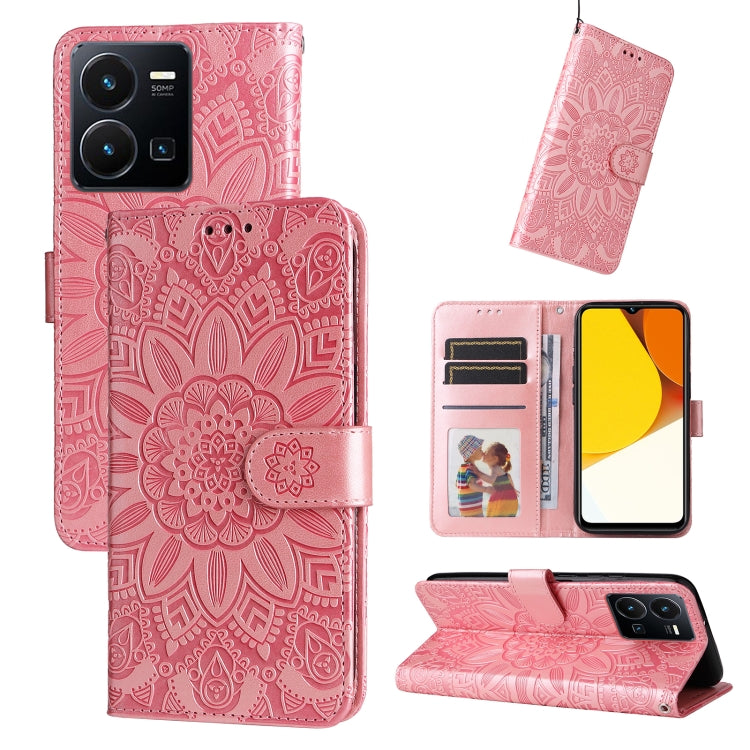 For vivo Y35 4G / Y22s / Y22 Embossed Sunflower Leather Phone Case