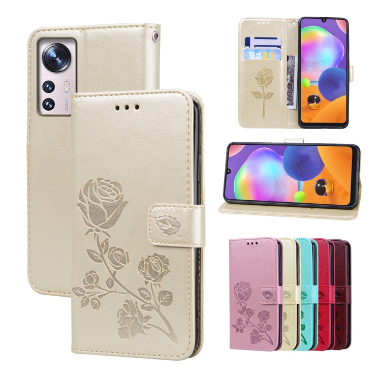 For Xiaomi 12/12X Rose Embossed Flip PU Leather Phone Case