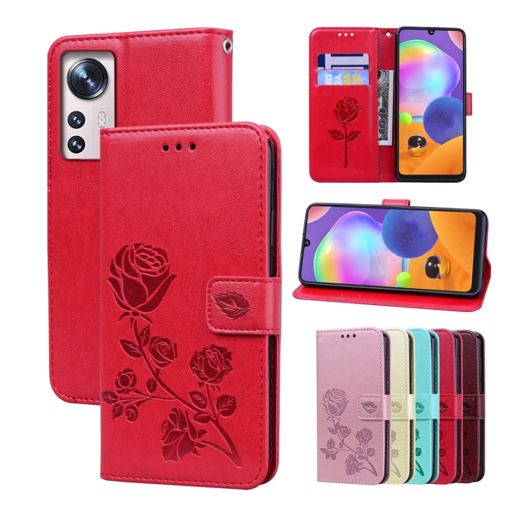 For Xiaomi 12/12X Rose Embossed Flip PU Leather Phone Case