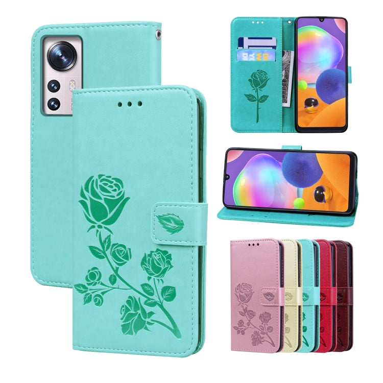 For Xiaomi 12 Pro Rose Embossed Flip PU Leather Phone Case