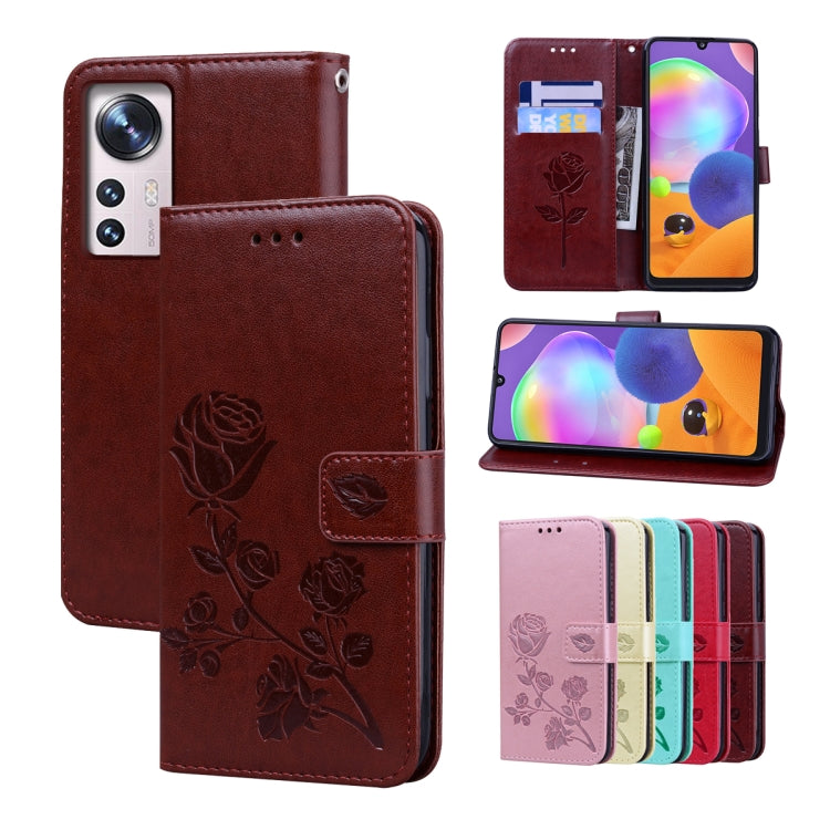 For Xiaomi 12 Pro Rose Embossed Flip PU Leather Phone Case