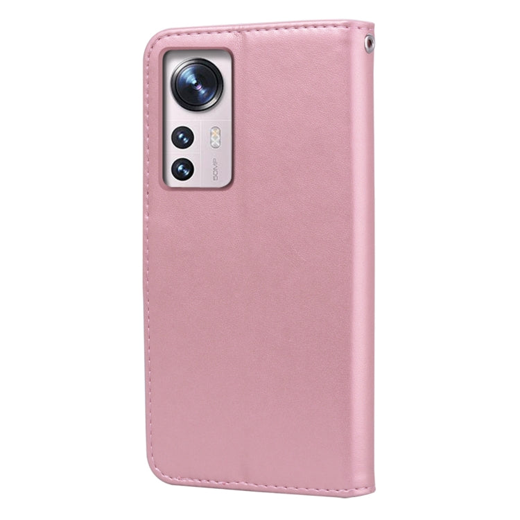 For Xiaomi 12 Pro Rose Embossed Flip PU Leather Phone Case