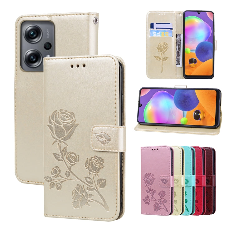 For Xiaomi Redmi Note 11T Pro 5G Rose Embossed Flip PU Leather Phone Case