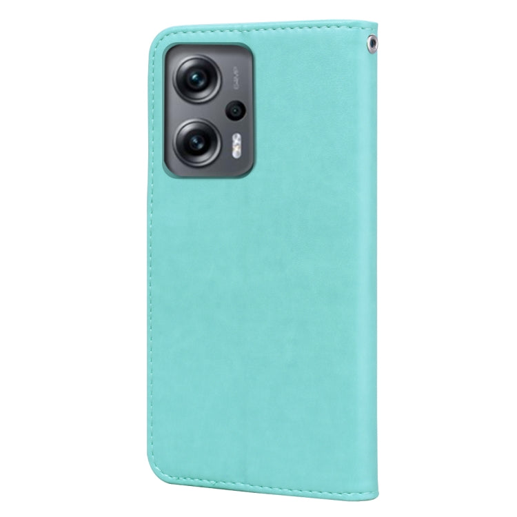 For Xiaomi Redmi Note 11T Pro 5G Rose Embossed Flip PU Leather Phone Case