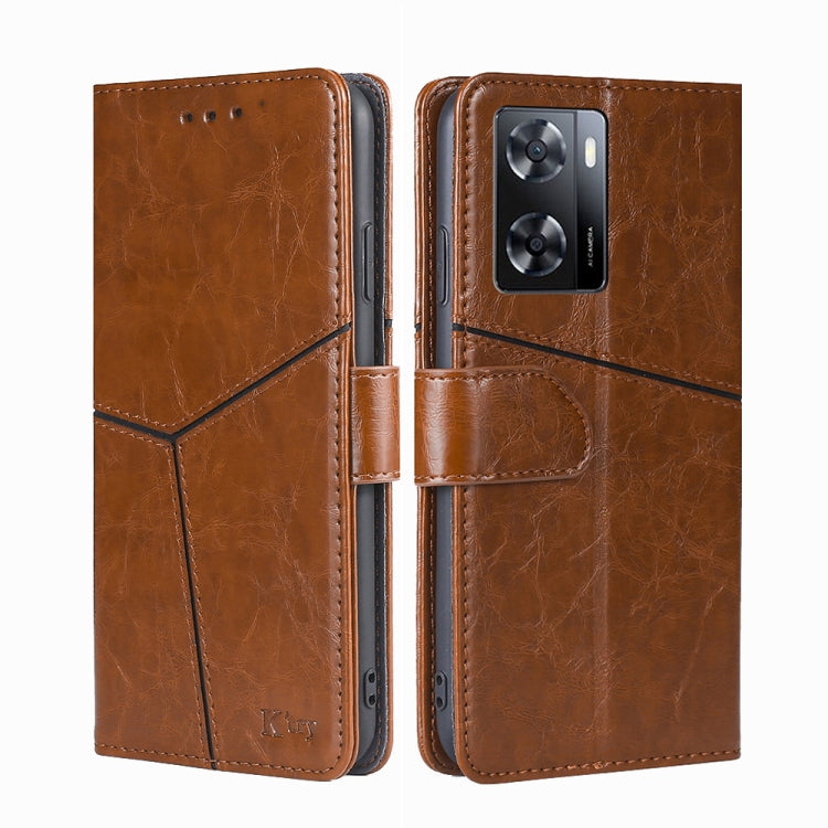 For OPPO A57s 4G / A57e 4G Geometric Stitching Leather Phone Case