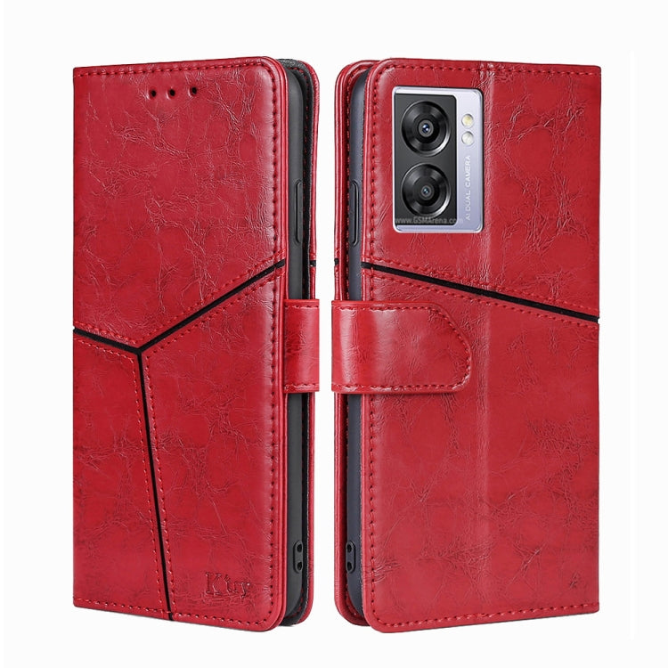 For OPPO K10 5G Global Geometric Stitching Leather Phone Case