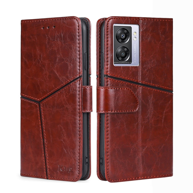 For OPPO K10 5G Global Geometric Stitching Leather Phone Case