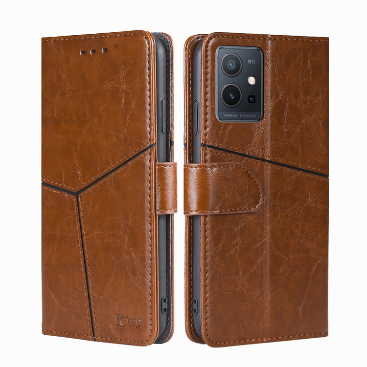 For vivo Y52t Geometric Stitching Leather Phone Case