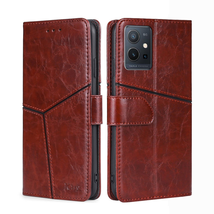 For vivo Y52t Geometric Stitching Leather Phone Case