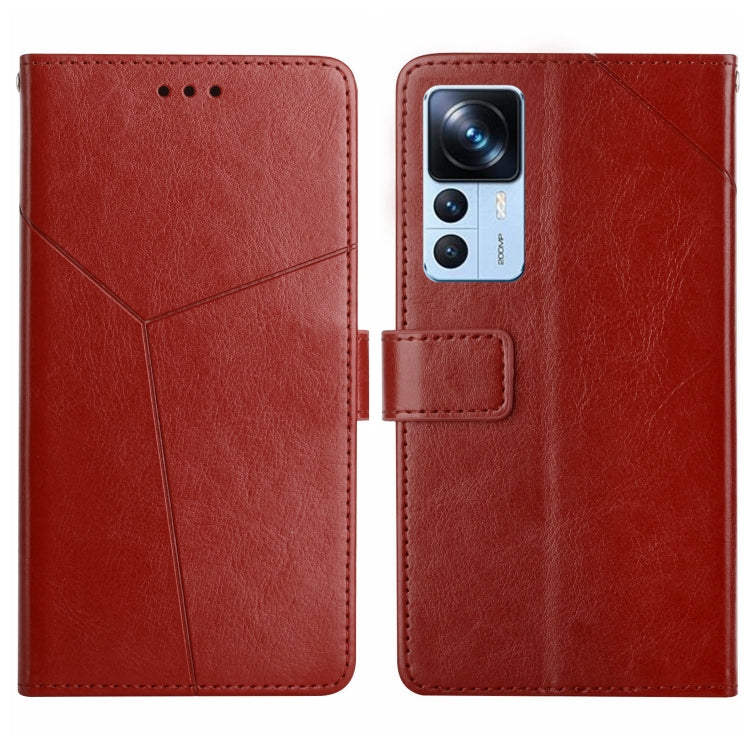 For Xiaomi Redmi K50 Ultra/12T/12T Pro HT01 Y-shaped Pattern Flip Leather Phone Case