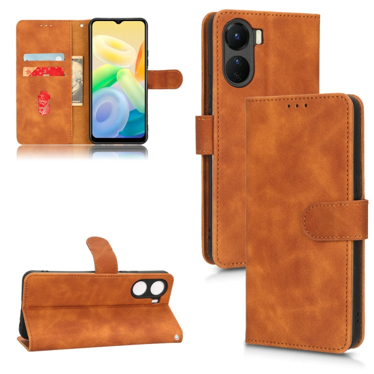For vivo Y16 4G Skin Feel Magnetic Flip Leather Phone Case