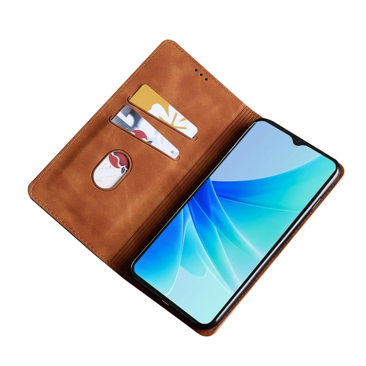 For OPPO A57s 4G / A57e 4G Skin Feel Magnetic Flip Leather Phone Case