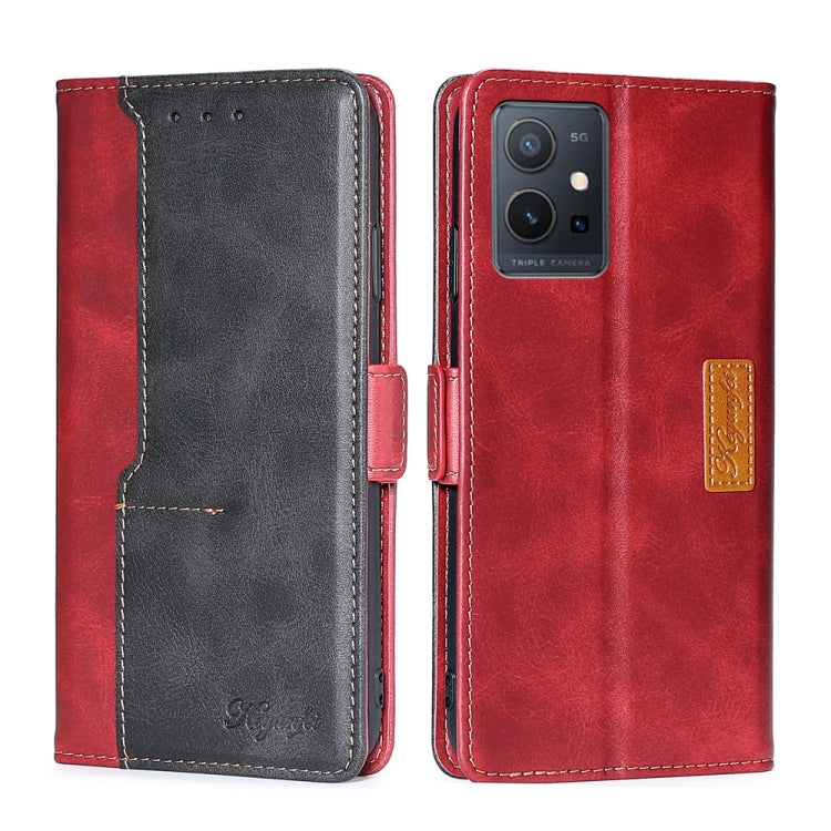 For vivo Y52t Contrast Color Side Buckle Leather Phone Case