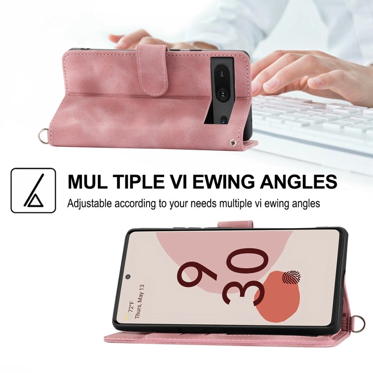 For Google Pixel 7 5G Skin-feel Flowers Embossed Wallet Leather Phone Case