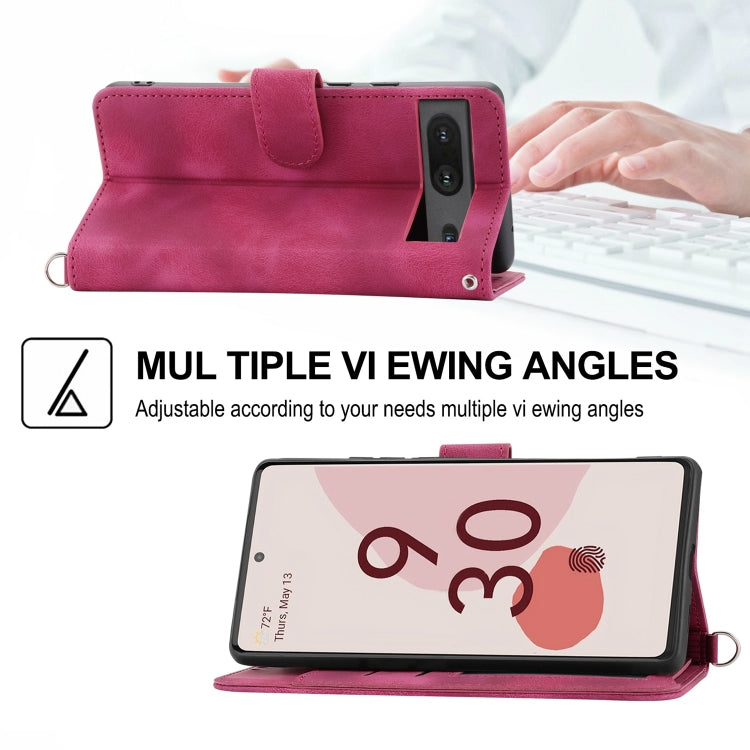 For Google Pixel 7 5G Skin-feel Flowers Embossed Wallet Leather Phone Case