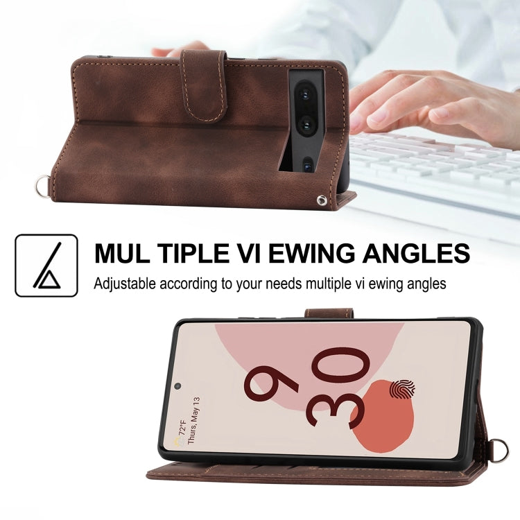 For Google Pixel 7 5G Skin-feel Flowers Embossed Wallet Leather Phone Case