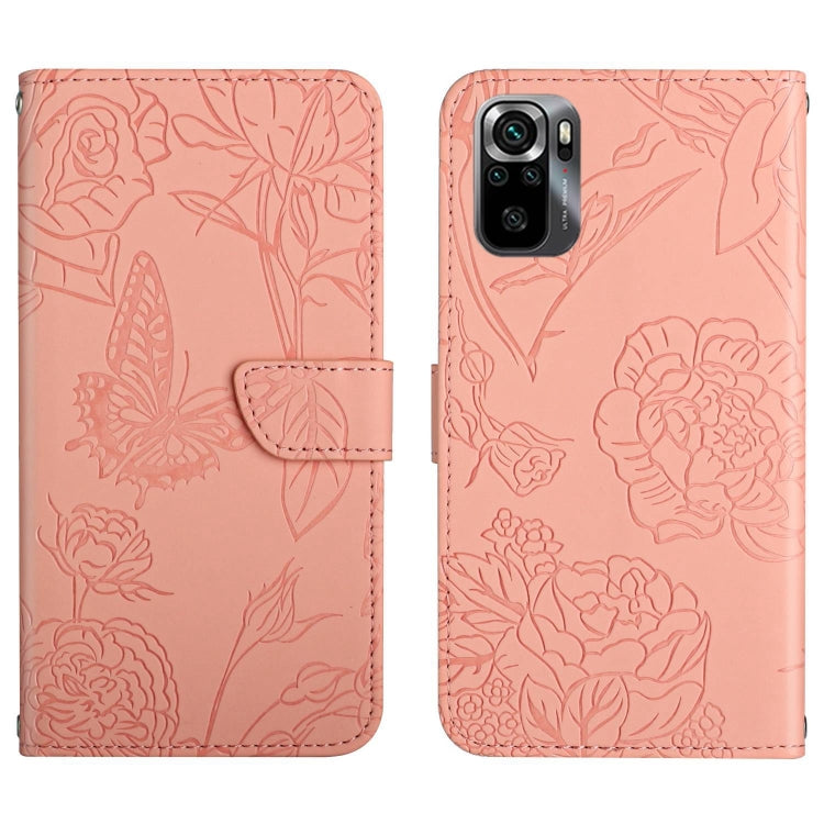 For Xiaomi Poco M5s HT03 Skin Feel Butterfly Embossed Flip Leather Phone Case