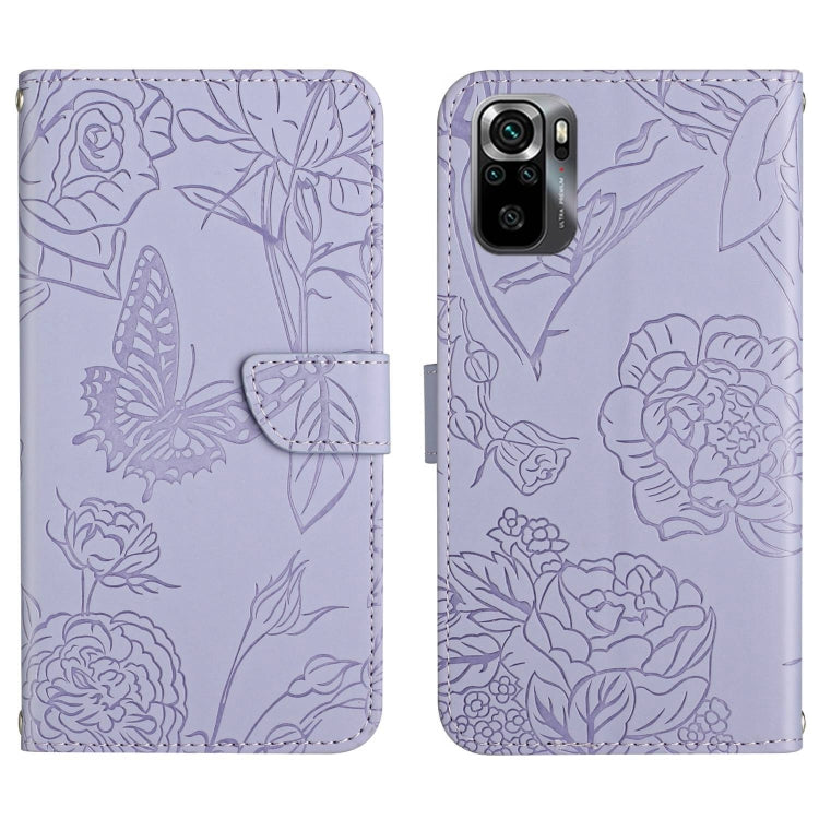 For Xiaomi Poco M5s HT03 Skin Feel Butterfly Embossed Flip Leather Phone Case