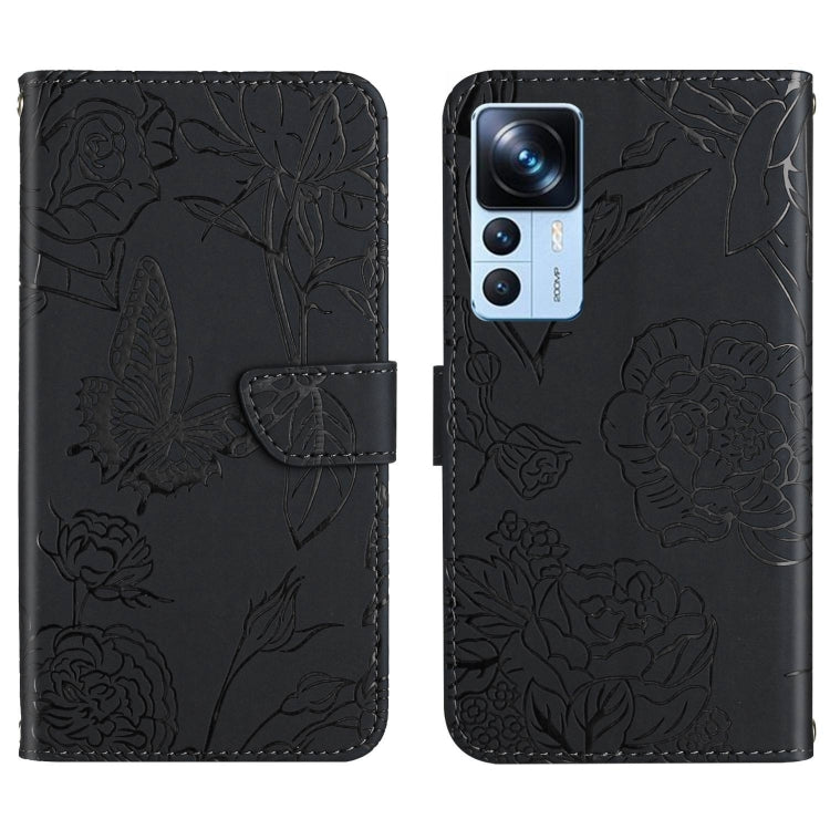For Xiaomi Redmi K50 Ultra/12T/12T Pro HT03 Skin Feel Butterfly Embossed Flip Leather Phone Case