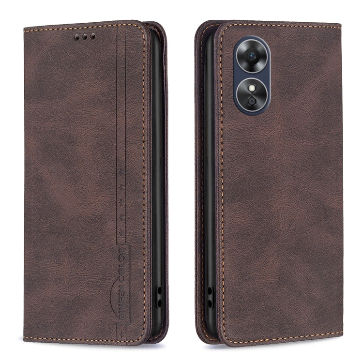 For OPPO A17 Magnetic RFID Blocking Anti-Theft Leather Phone Case
