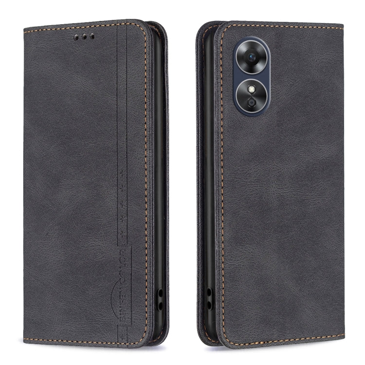 For OPPO A17 Magnetic RFID Blocking Anti-Theft Leather Phone Case