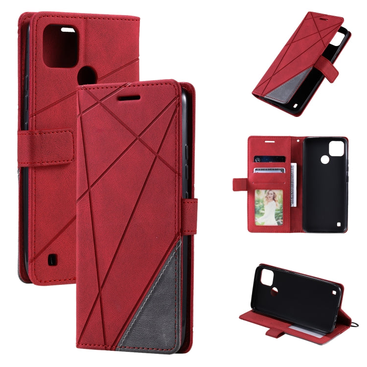 For Realme C21Y Skin Feel Splicing Leather Phone Case