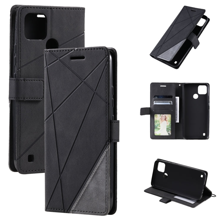 For Realme C21Y Skin Feel Splicing Leather Phone Case