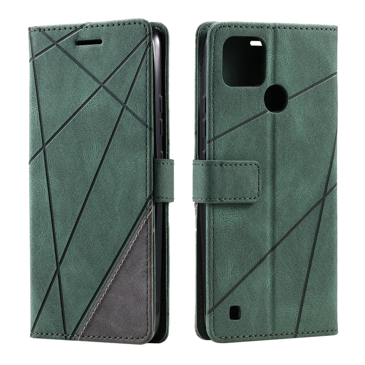 For Realme C21Y Skin Feel Splicing Leather Phone Case