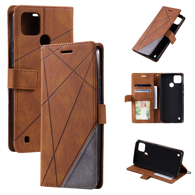 For Realme C21Y Skin Feel Splicing Leather Phone Case