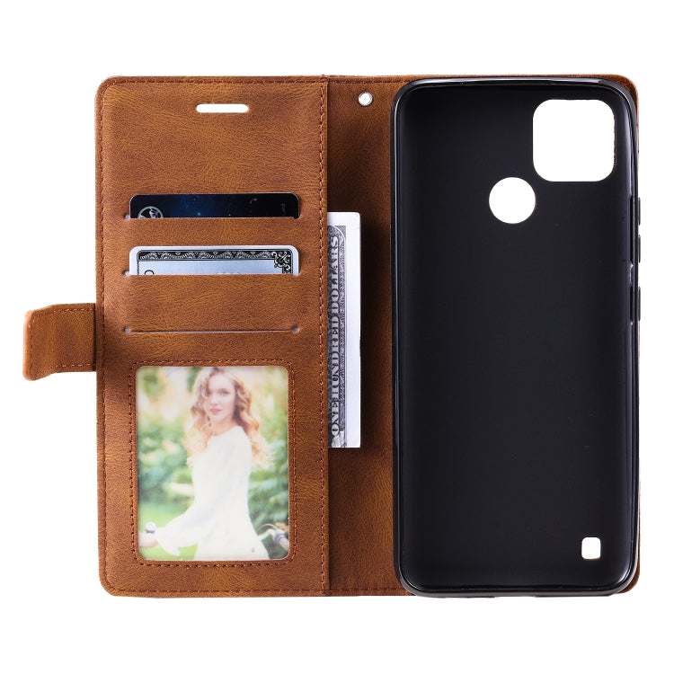 For Realme C21Y Skin Feel Splicing Leather Phone Case