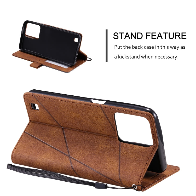 For Realme C31 Skin Feel Splicing Leather Phone Case