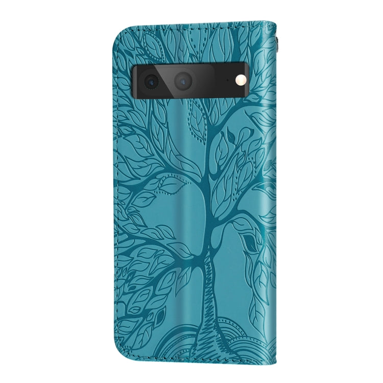 For Google Pixel 7 Life Tree Embossing Pattern Horizontal Flip Leather Phone Case
