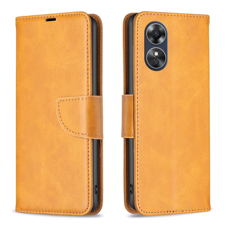For OPPO A17 Lambskin Texture Leather Phone Case