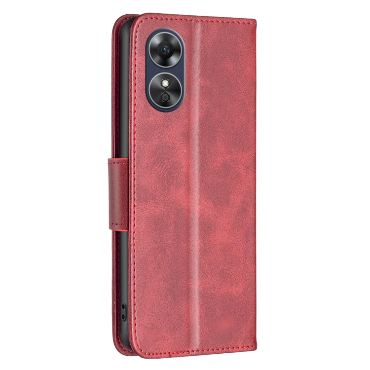 For OPPO A17 Lambskin Texture Leather Phone Case