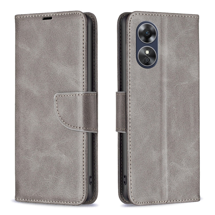 For OPPO A17 Lambskin Texture Leather Phone Case