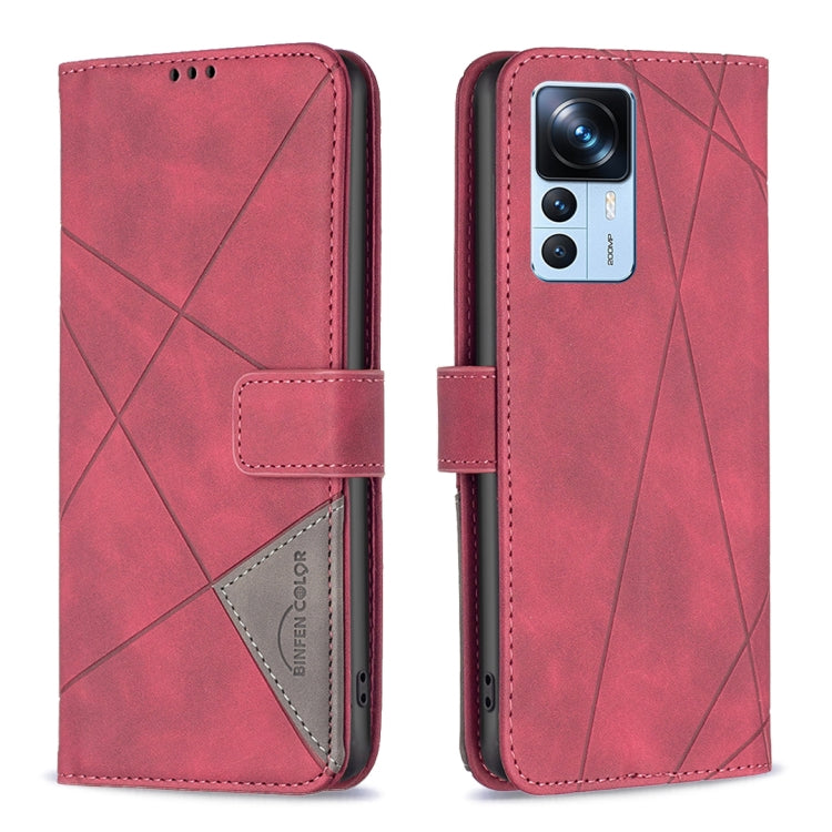 For Xiaomi 12T / 12T Pro / Redmi K50 Ultra Magnetic Buckle Rhombus Texture Leather Phone Case